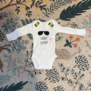 Daddy's Co-Pilot White Long-Sleeve Baby One-Piece Girl Preemie